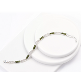 Connemara marble Green Link Station Celtic Knot Bracelet Sterling Silver, 7-1/4"